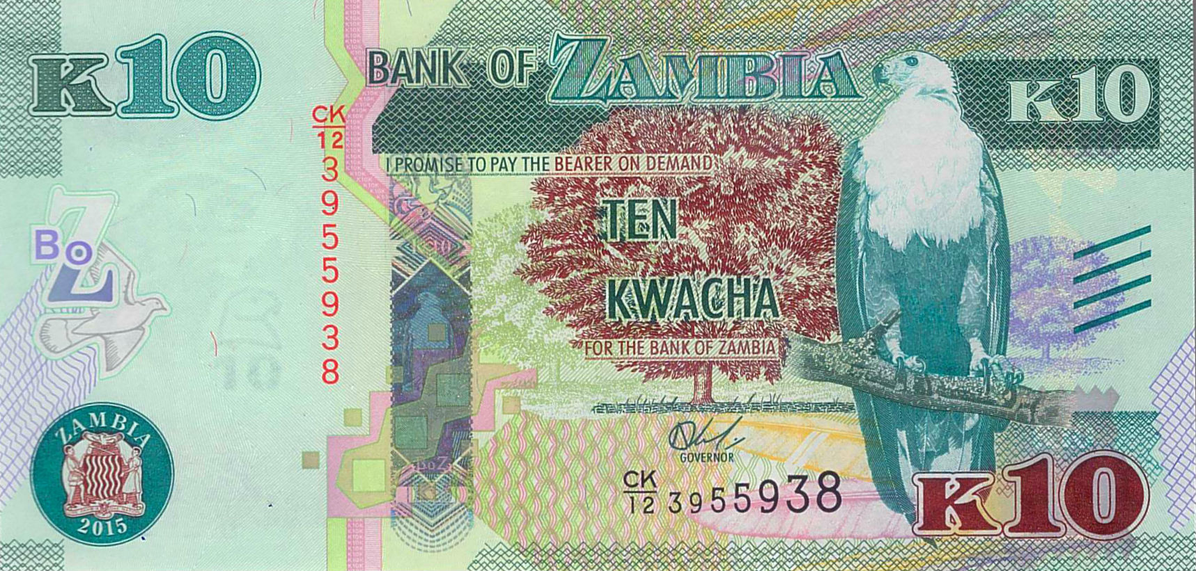 Zambia 10 2015 UNC P-58/a